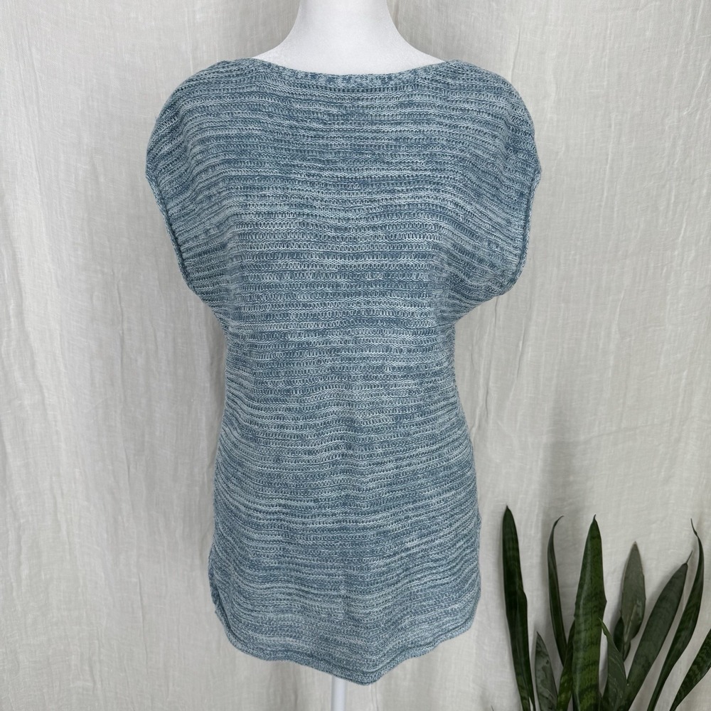 Coastal Boho Cotton Knit Tunic Top S Minimalist Casual Breathable Semi Sheer